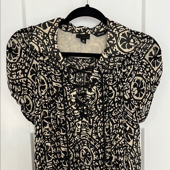 Anna Sui Black and Taupe Puff Sleeve Tunic - Picture 3 of 7